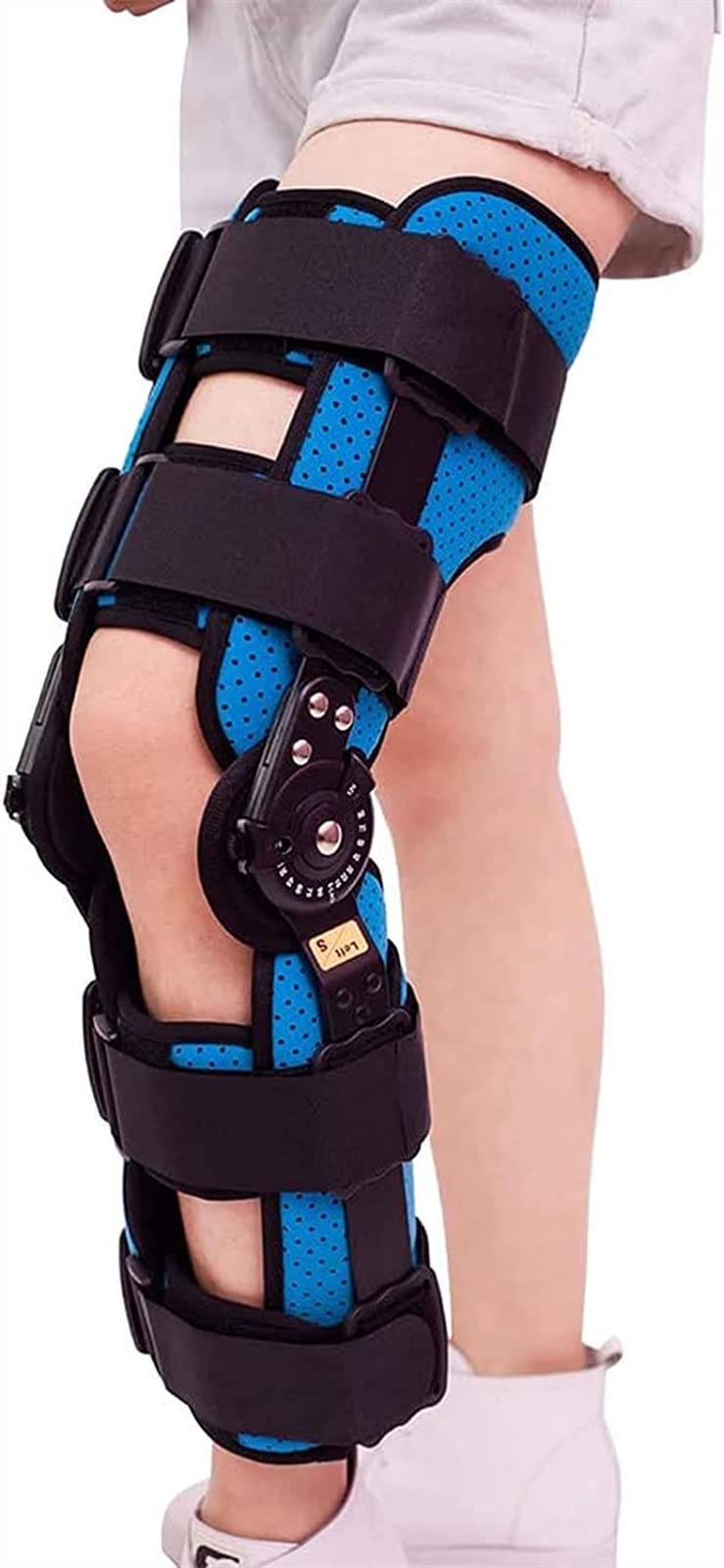 WDSOPK Hinged Knee Support Brace Knee Rom Brace Injury Orthosis Immobilizer,Adjustable Hinged Knee Brace Splint Stabilizer Rom Knee Support For Acl Arthritis Meniscus Tear Ligament Injury(Left M)