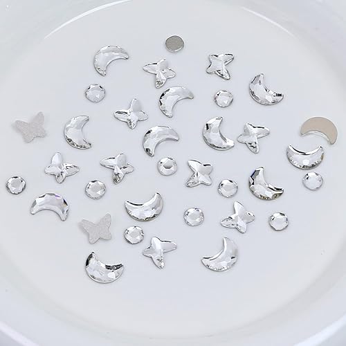 Miniatura 9 de DONGZHOU - 95 piezas de diamantes de imitación de cristal con parte trasera plana para uñas, gemas blancas para arte de uñas, joyas de diamantes