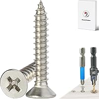 Vista 18 de Tornillos para madera, 120 tornillos Phillips de cabeza plana, tornillo de acero inoxidable 304 con kit de avellanado de madera ajustable