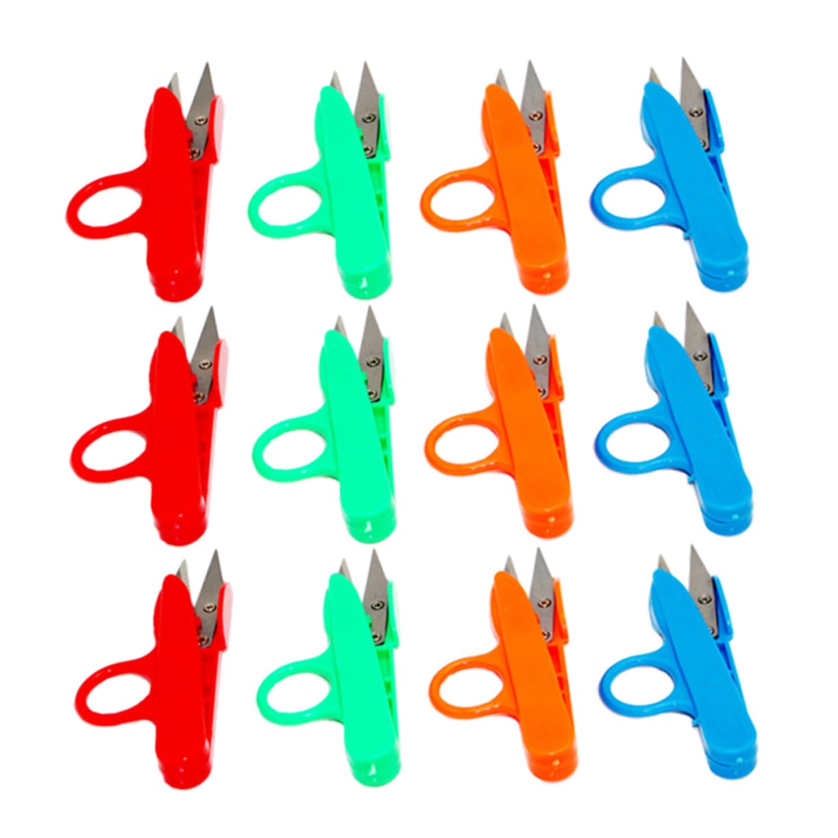 Forbicine da Sarta Tagliafilo 12 Pezzi in Acciaio Alto Carbonio | Impugnatura in Plastica Colorata, Taglio Agevole, Formato Compatto per Lavori di Craft e Sartoria Colore Casuale