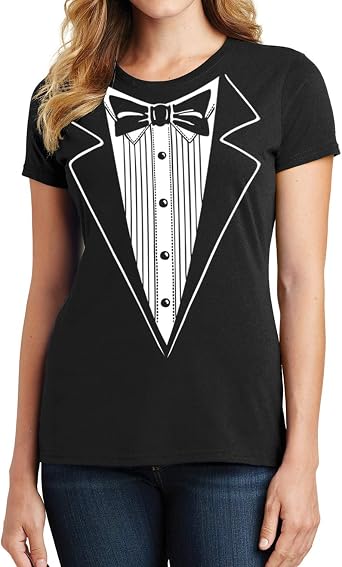 Classic Printed Tuxedo Prom Wedding Party Womens T-Shirt