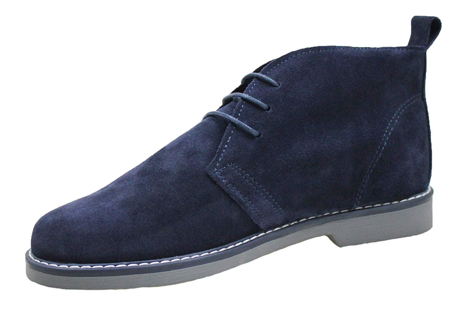 Evoga Scarpe polacchine uomo blu 100% made in Italy casual eleganti in vera pelle