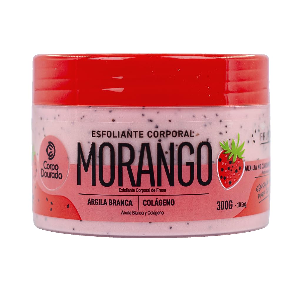 Corpos Dourado Esfoliante Corporal Dourado FRUKTAIS Morango Ácido Hialurônico Bioativos