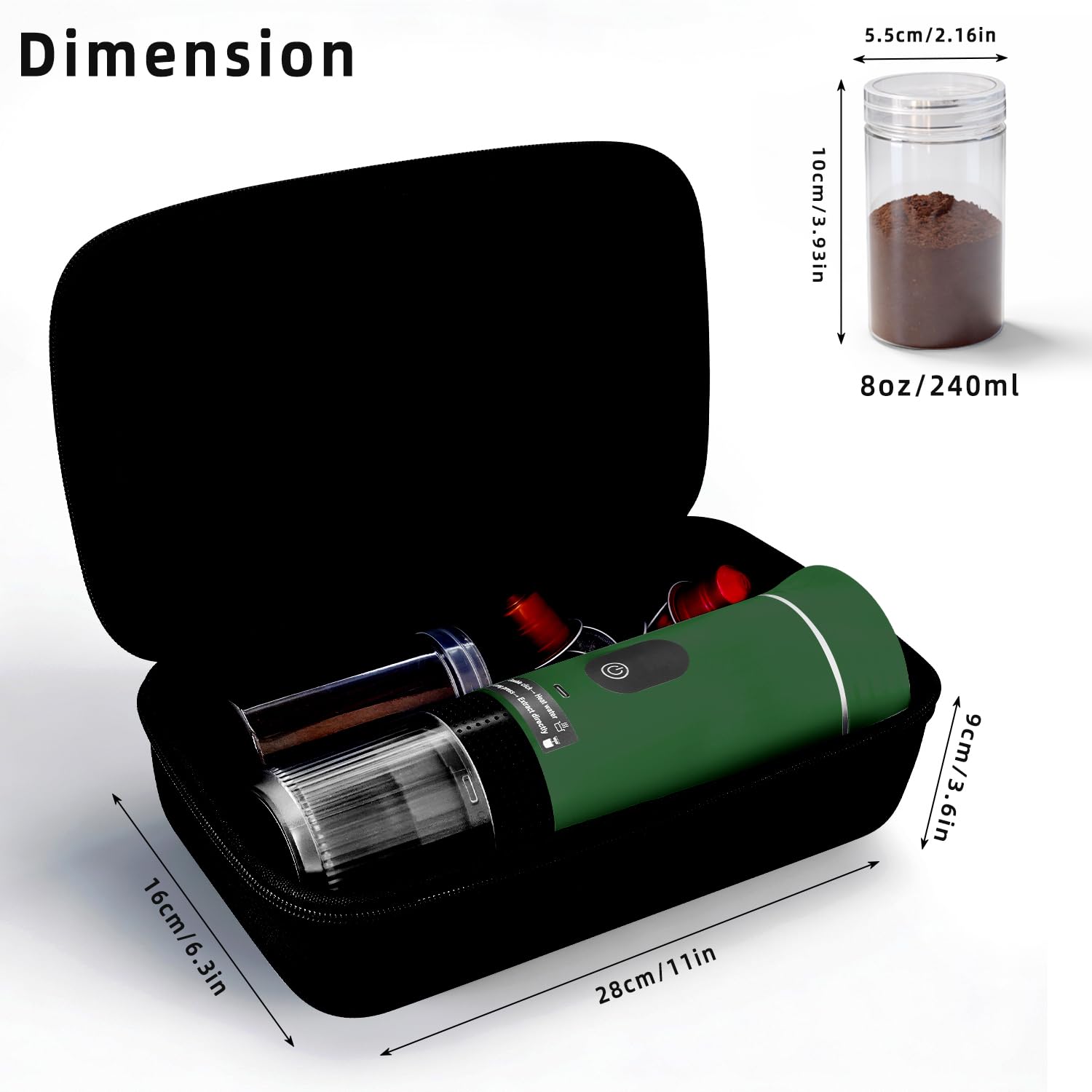 Macchina da caffè portatile per viaggi e campeggio, macchina per caffè espresso portatile con borsa, ricaricabile senza fili, a batteria, per caffè macinato, NS Capsule RV, escursionismo
