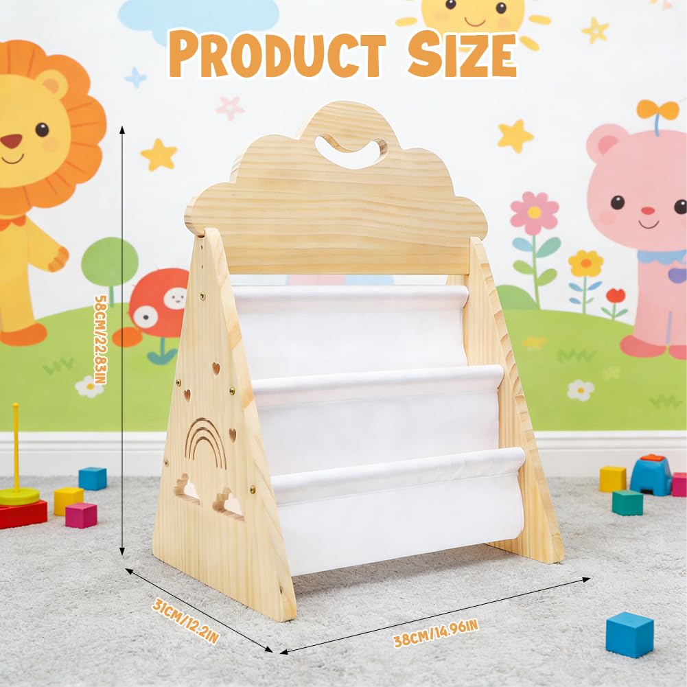 Montessori Libreria per bambini in legno, 3 livelli, per cameretta dei bambini, per angolo lettura, organizer per libri per cameretta dei bambini, per il soggiorno