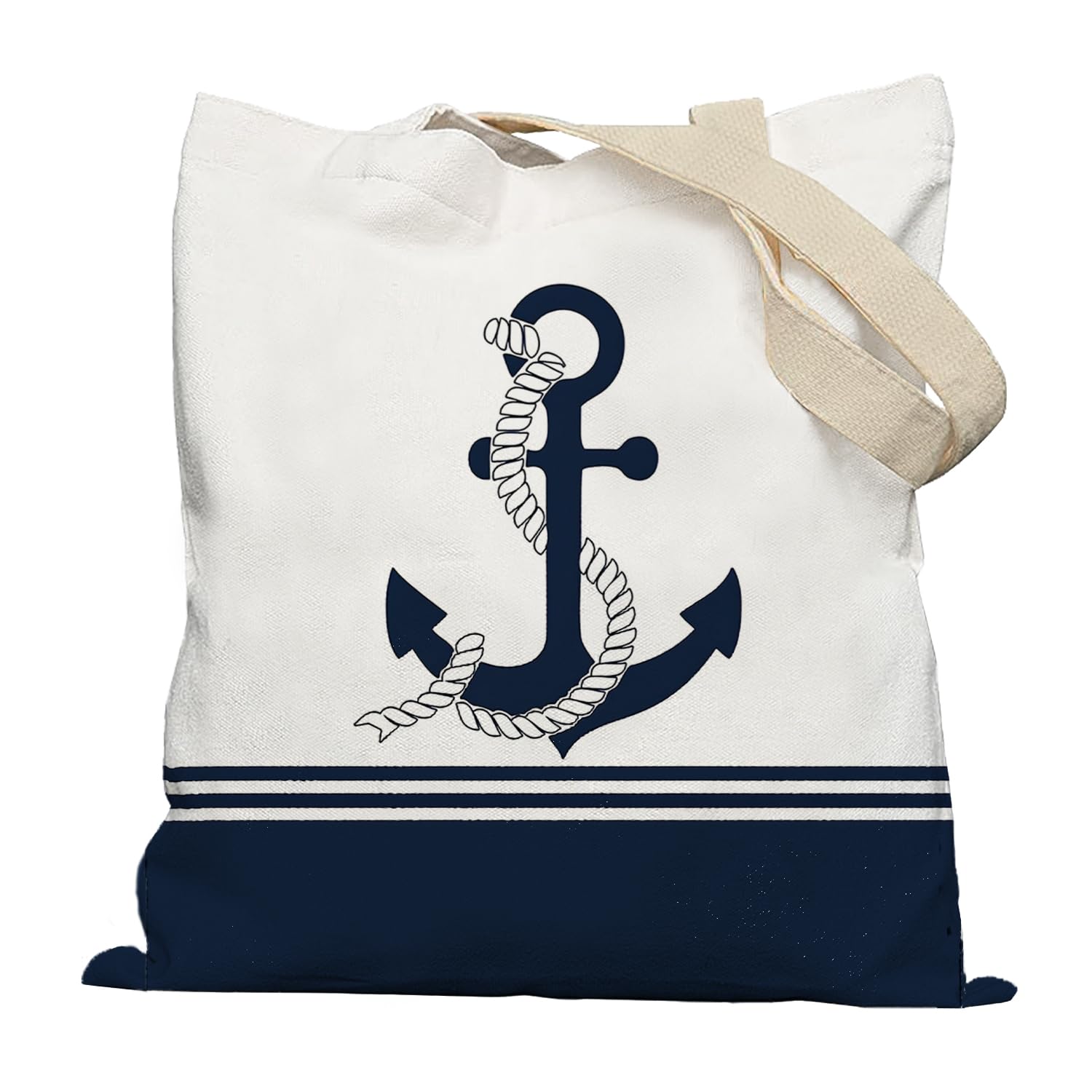 Lacosu Nautical Anchor Canvas Tote Bag for Women, Boat Bags and Totes for Women, Cruise Tote Bag, Beach Tote Bag, Lake Tote Bag, Nautical Gifts,