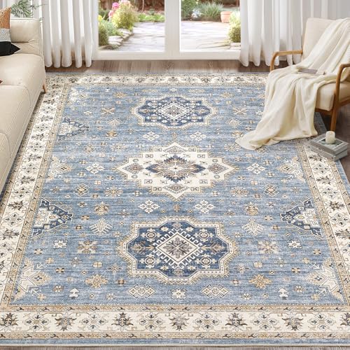 EIEIHOUSE Washable Area Rugs for Living Room - 7x9 Neutral