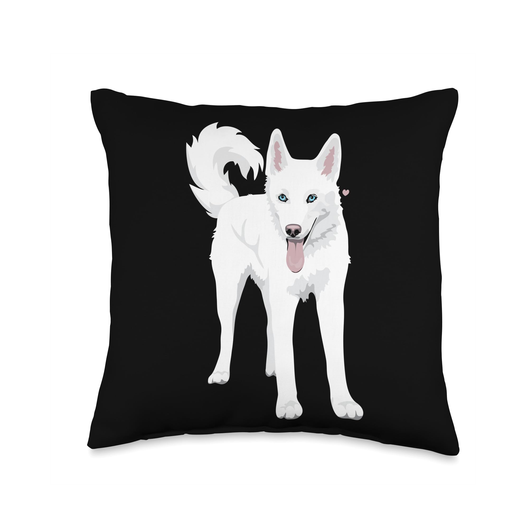 Cute White Siberian Husky Dog Throw Pillow, 16x16, Multicolor