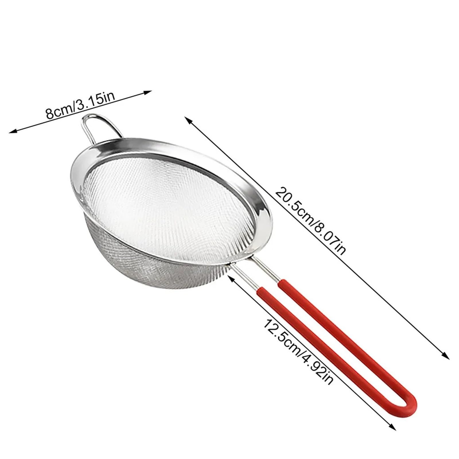 Juego de tamiz de harina de acero inoxidable, 2 coladores y tamiz de malla 30 de mano, perfecto para hornear y cocinar, herramienta de cocina para tamizar harina y colador de aceite (8 cm)