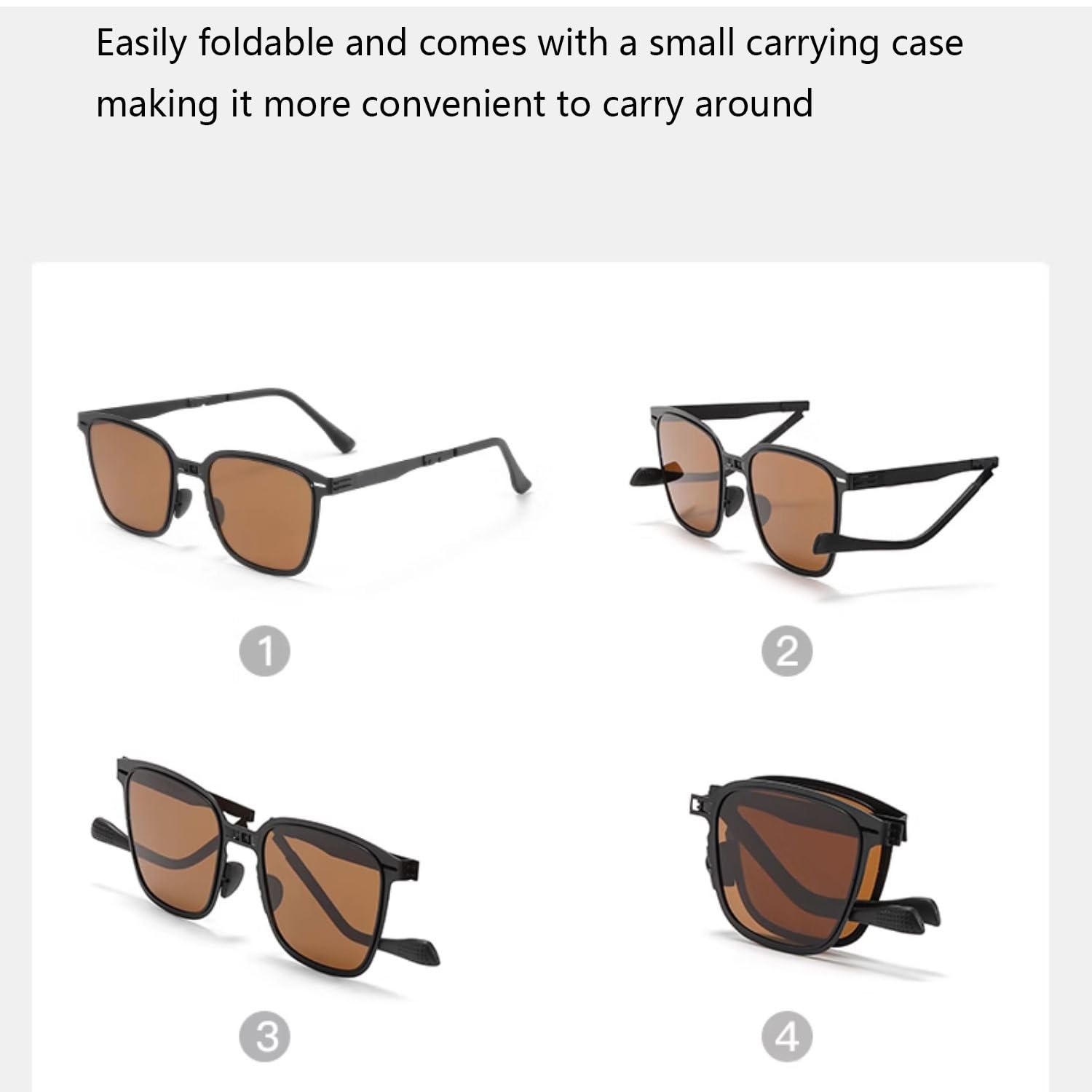 Gafas de sol plegables polarizadas para mujeres y hombres, protección UV400, cuadradas, negras, ultraligeras, retro, clásicas, plegables