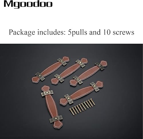 Miniatura 9 de Mgoodoo Tiradores de cuero para cajones, 5 pomos de gabinete de 3-78 pulgadas, manijas de cuero suave compañero de mano, antioxidante, reemplazo
