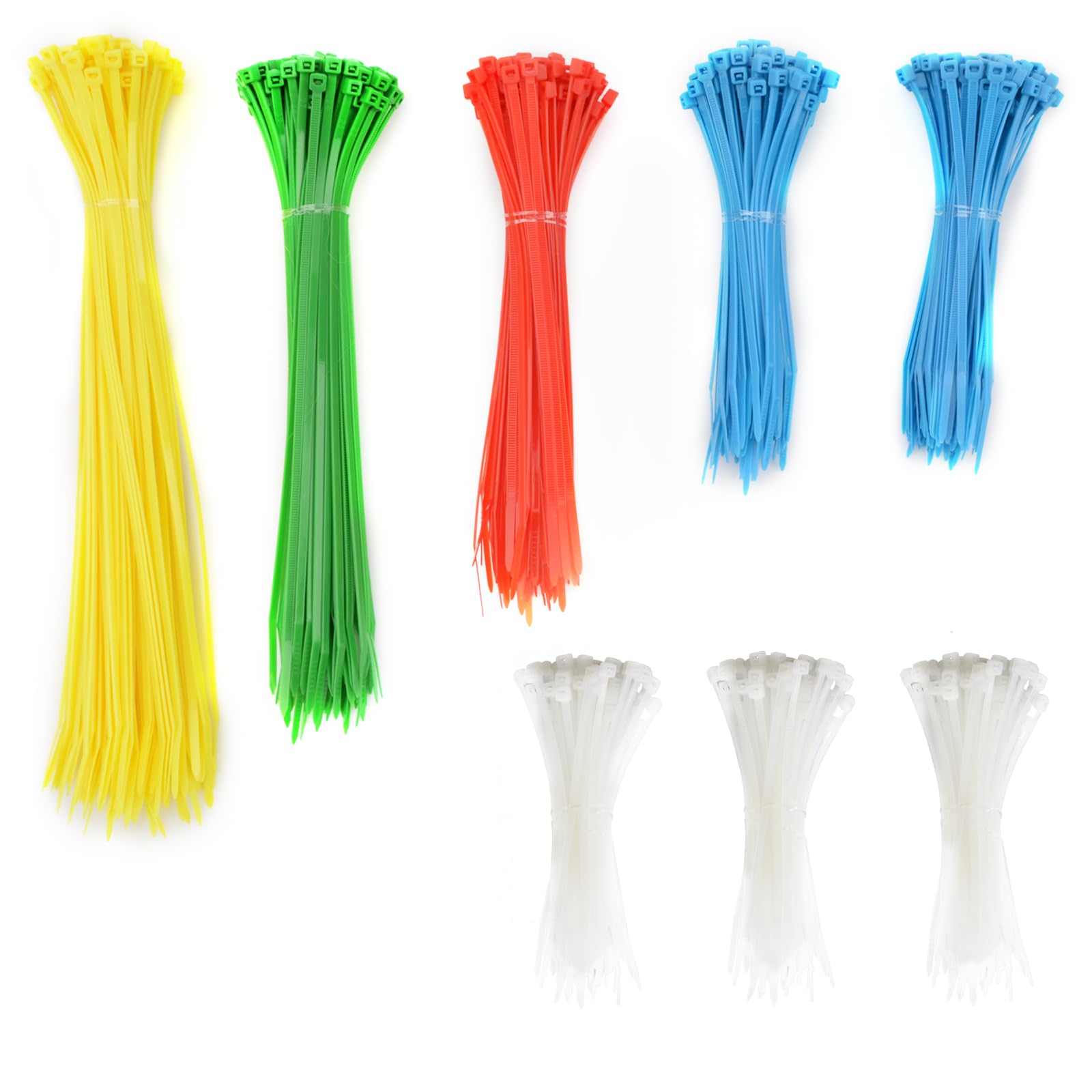 TUMAXZip Ties Assorted Sizes 800 Pack 4+6+8+10+12 Inch Cable Ties, 40Lbs Light Duty Nylon Plastic Ties, Colorful Self-Locking Zip Tie Wraps for Home, Garden, Office, Garage, and Workshop