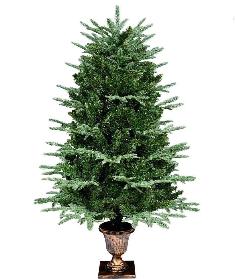 Trade-Shop Kunstkerstboom van pvc, kunststof dennenboom met metalen voet, groen met decoratieve sneeuw, 90 cm, 120 takjes
