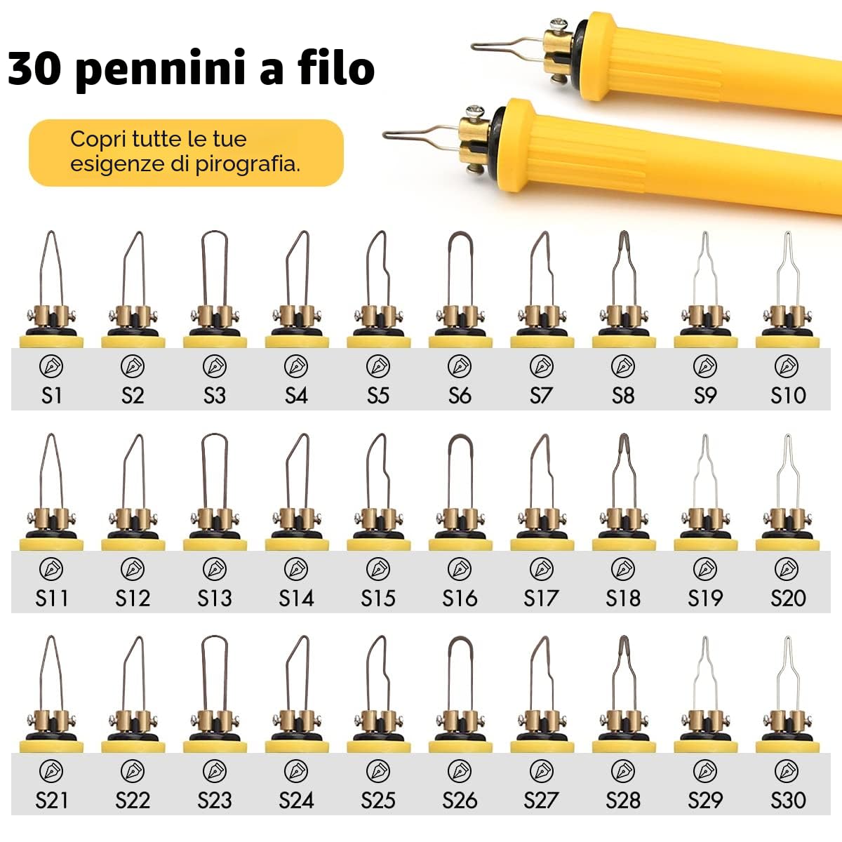 Macchina per Pirografia, Luriseminger 60W Pirografo per Legno Professionale Digitale Temperatura Regolabile 0-700 ℃ Pirografia Legna 2 Penne 30 Teste di Penna per Legno, Pelle, Zucca