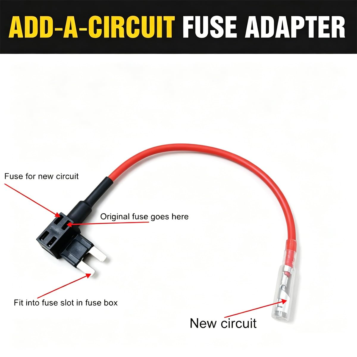 Gebildet 12V-24V Portafusibili ATM a Lama con 16AWG Filo, Piccolo Dimensioni ADD-a-Circuit Fusibili Tap, con 6pcs ATS Fusibili a Lama (3A/5A/7,5A/10A/15A/20A) e Estrattore di Fusibili (4pcs)