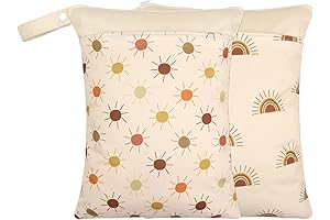 2 Pack Zippered Waterproof Wet Dry Bags for Baby Cloth Diapers & Breast Pump Parts