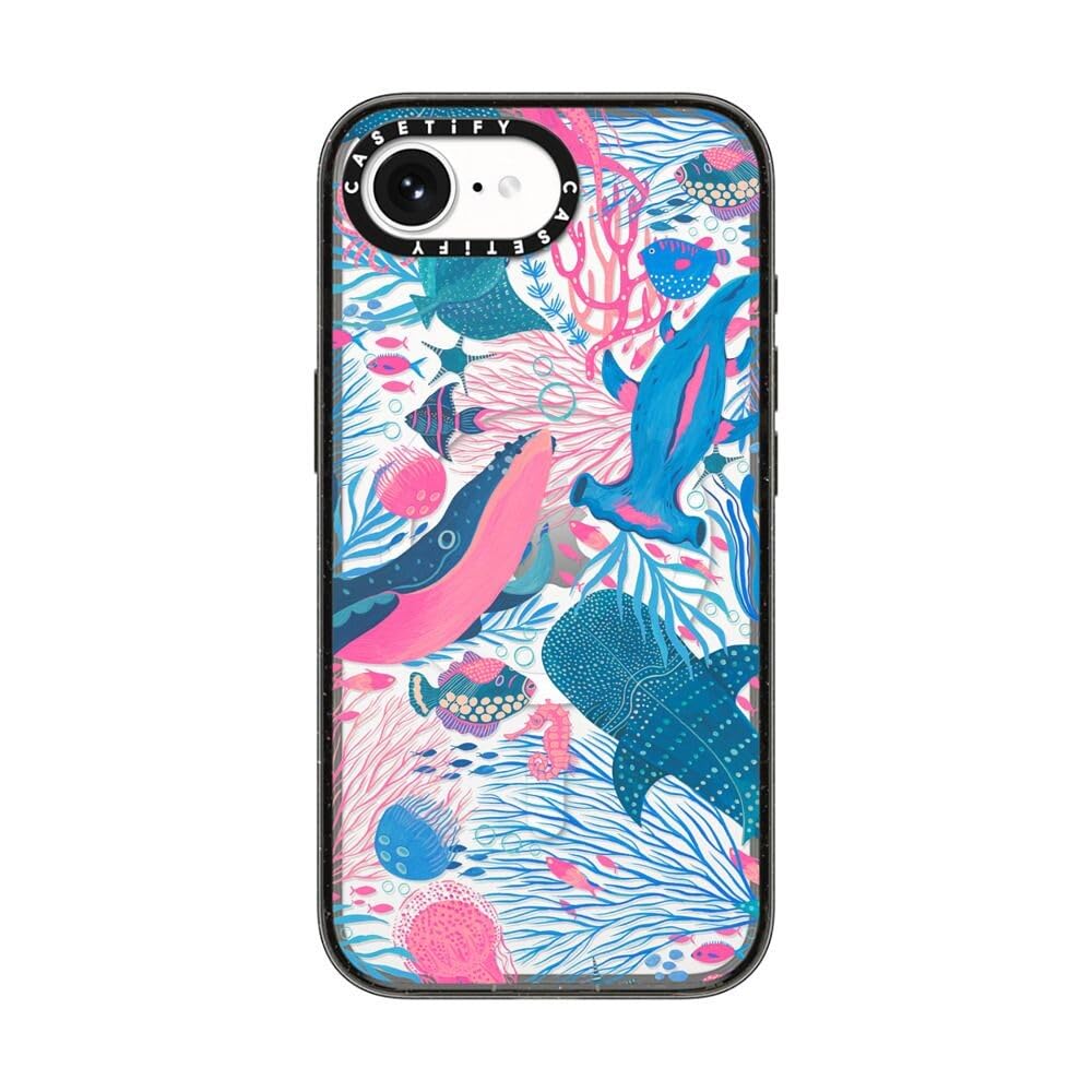 Impact Case for iPhone 16e [4X Military Grade Drop Tested / 8.2ft Drop Protection/Compatible with Magsafe] - Under The Sea - Clear Black