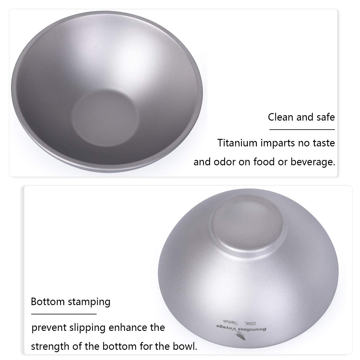 iBasingo Tazón de Camping Utensilios de Titanio de Doble Pared para Exteriores Utensilios de Cocina Ultraligeros Vajilla Portátil para Senderismo Picnic Inicio Usado Mochilero Trekking Viajes 450ml
