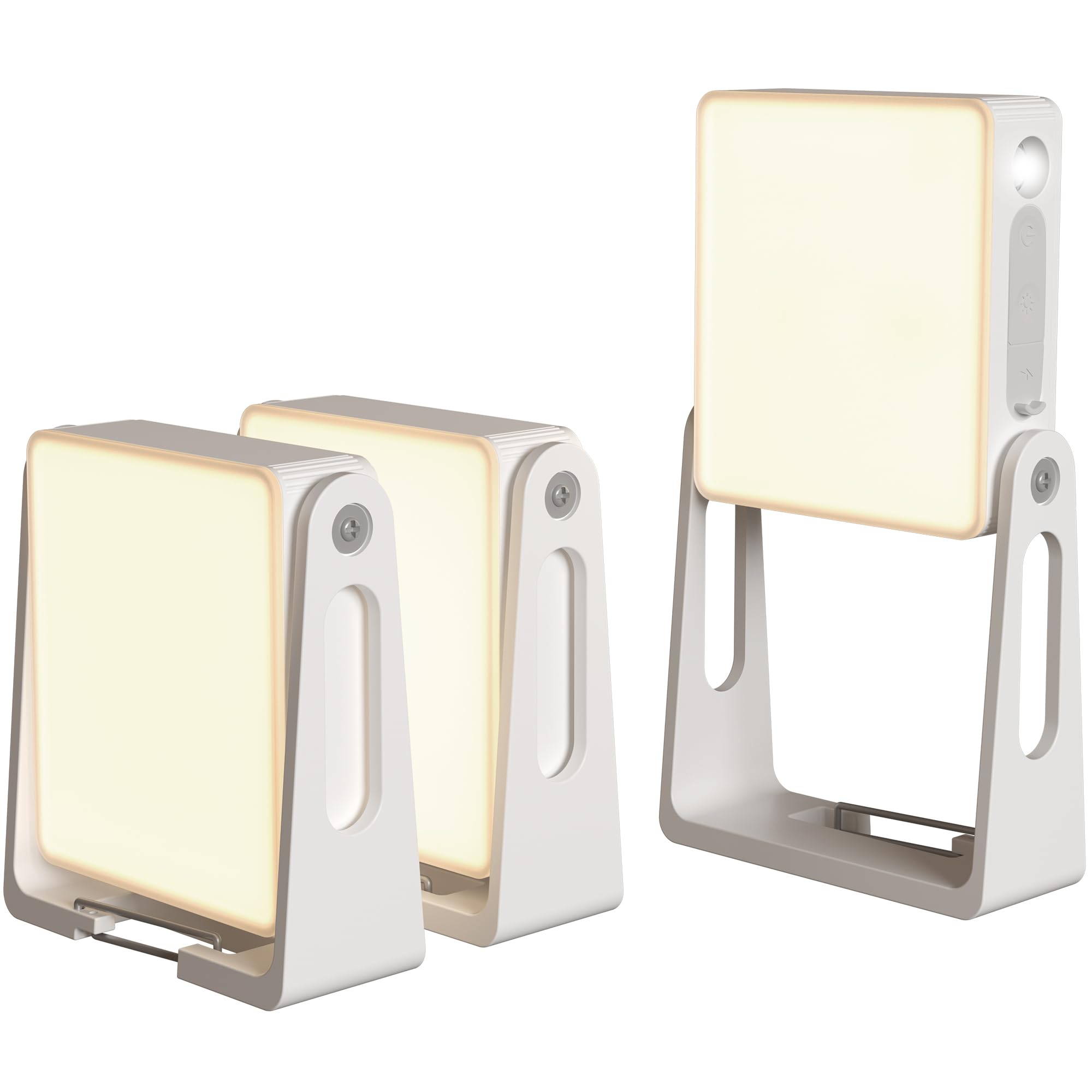 Confezione da 3 luci da campeggio ricaricabili, 4000 mAh, dimmerabili, a LED, con supporto regolabile a 360°, 3 modalità di colore, lampade di emergenza 2 in 1 per interruzioni di corrente domestiche