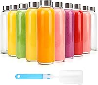 Vista 1 de Botellas de vidrio transparente con tapas de 18 onzas, botellas de agua de vidrio reutilizables con tapa de acero inoxidable para jugos