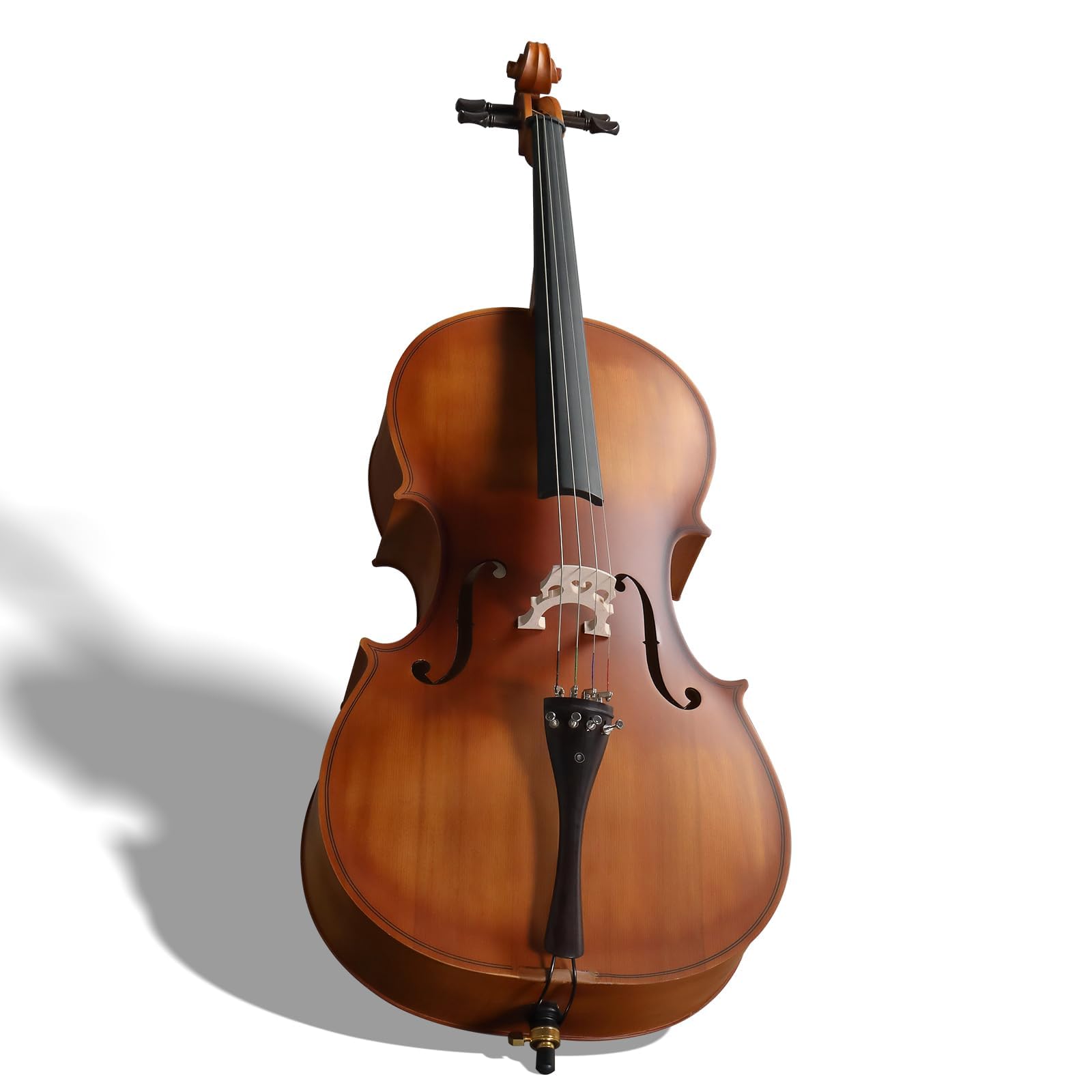 4/4 Acoustic Cello Kit for Adults, Beginners, Complete Full Size Cello Set with Portable Bag, Bow, Rosin, Matte Natural