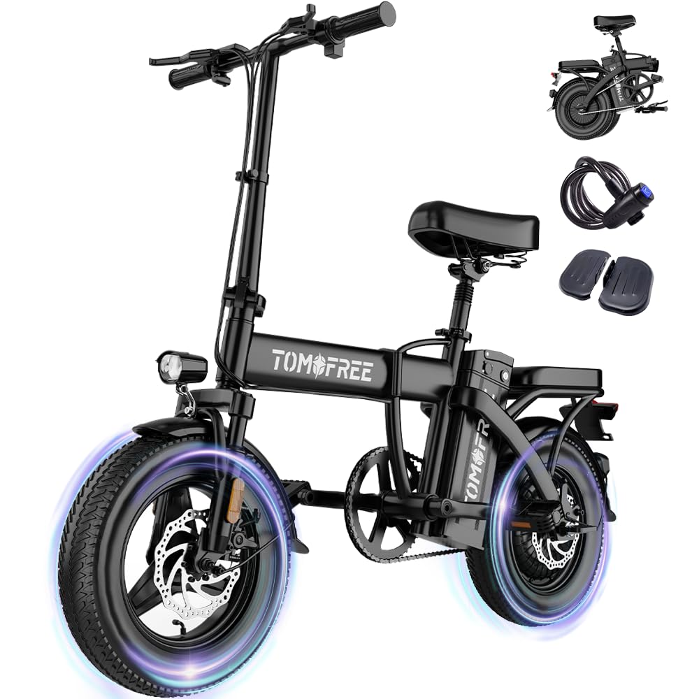 Tomofree 750W Folding Electric Bike, 48V 20AH Large Removable Battery E Bike, 24MPH, 75 Miles Max Range, 14" Class 2 E-Bike for Adults, Adult Electric Bicycles for Commute, Exercise, Fun & Commuting
