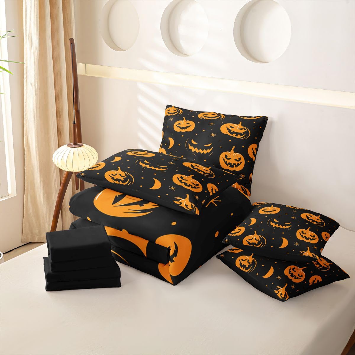 Homemissing Fröhlich Halloween Bettwäsche 155x220cm 7-teiliges