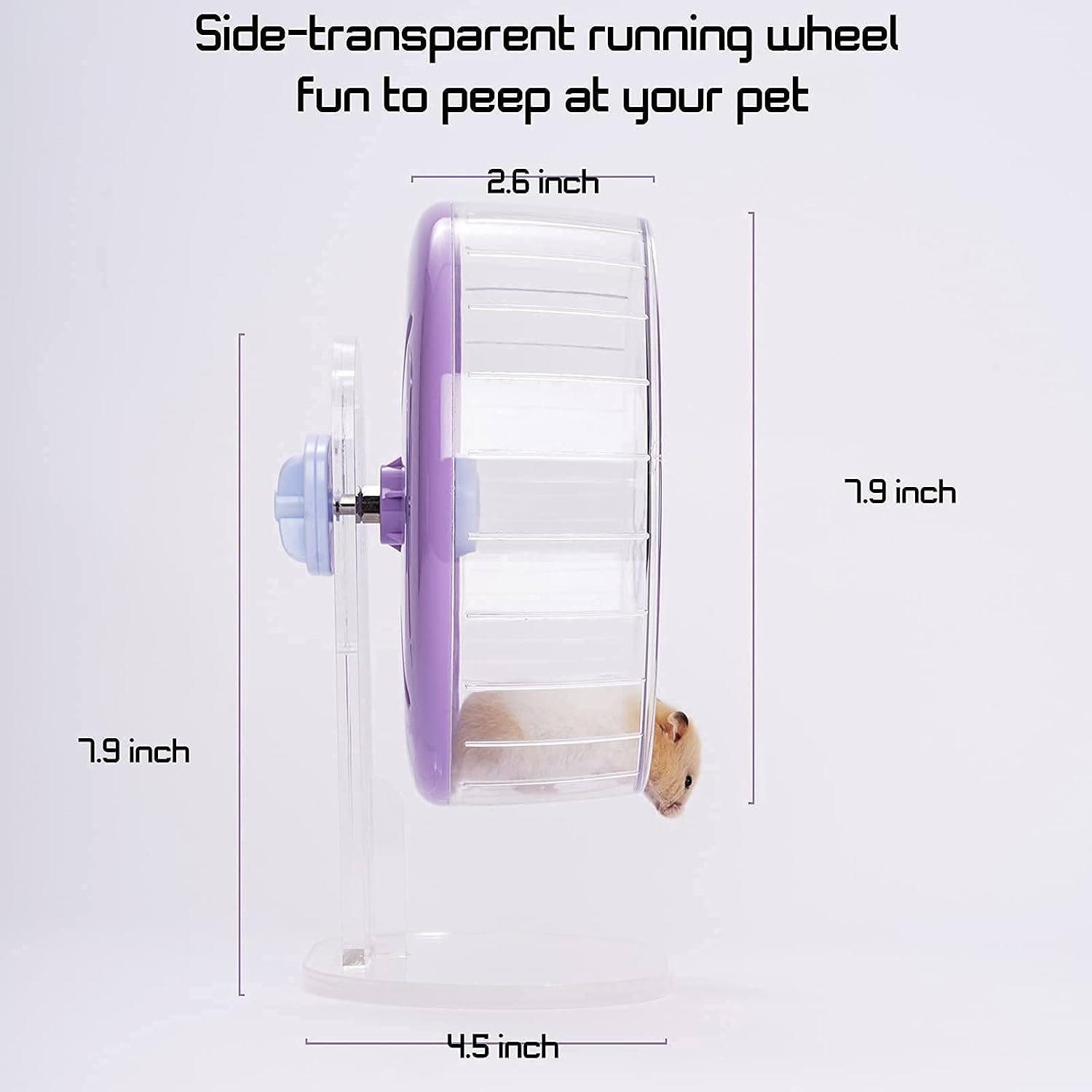 MouseBro Windmill Silent Candy-Color Hamster Wheel with Height-Adjustable Base and Cage Attachment for Hamsters, Gerbils,Dwarf Hamsters,Mice,Rat,and Other Small Animals