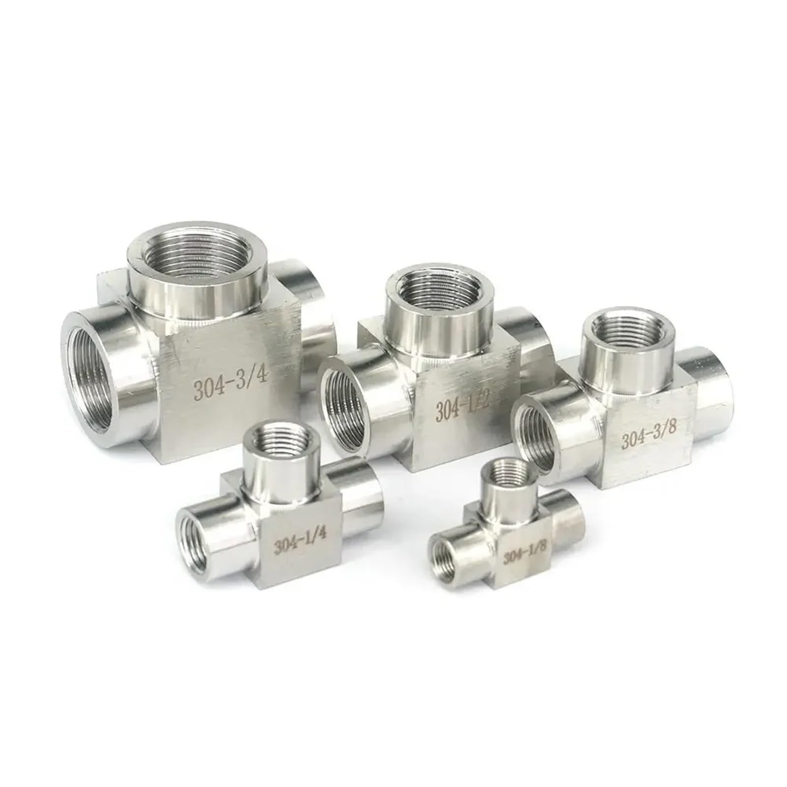 1/8" 1/4" 3/8" 1/2" 3/4" 1" M20x1.5 Female 304 Stainless Steel Equal tee 3 Way Pipe Fitting Adapters 2.5 Mpa(1")