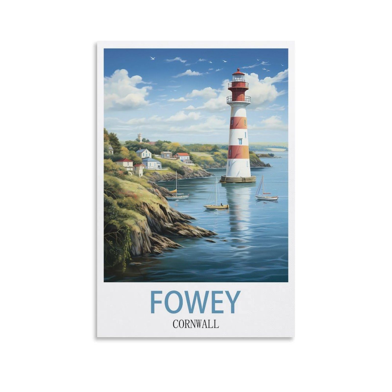 Metal Sign Tin Sign,Fowey Cornwalls,Cave Signs Art Plaque Poster Wall Decor for Home Kitchen Bar Club Coffee Shop Orchard Decoration 30x40cm