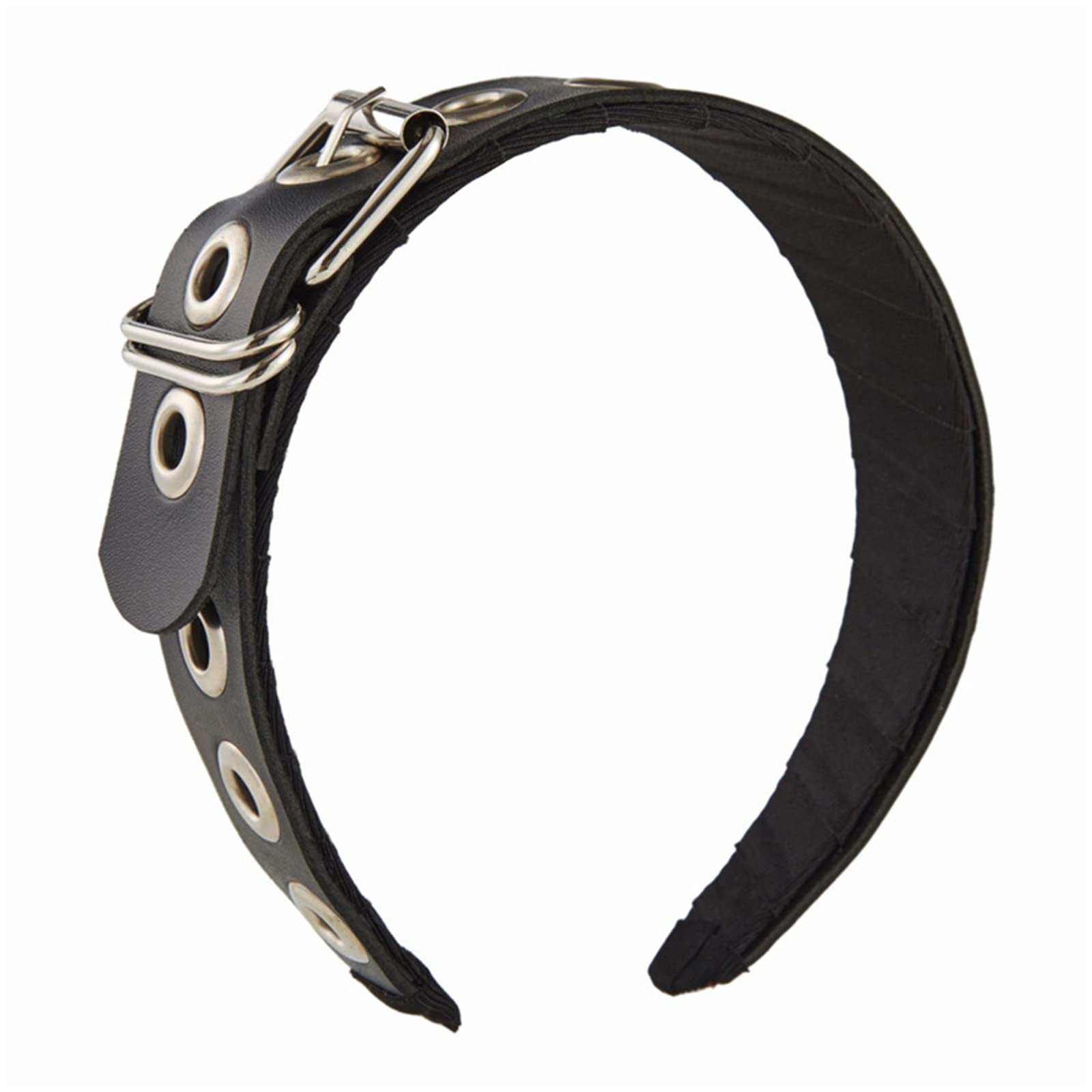 PMFACE Punk Headband Leather Buckle Headband PU Leather Headband Metal Buckle Gothic Tiaras PU Leather Headpiece