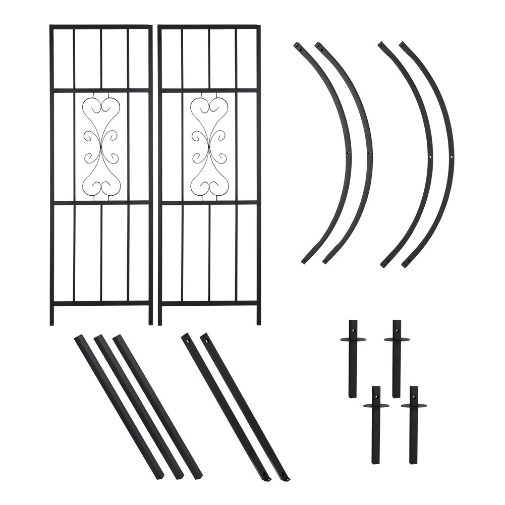 BAKAJI Arco da Giardino Supporto per Rose Piante Rampicanti in Metallo 113 x 50 x 205H cm Colore Nero