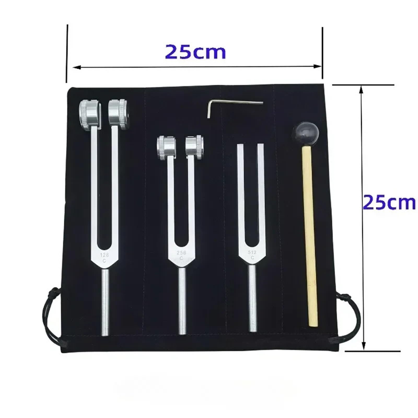 3PCS Diapason Set 128 256 512 Hz Yoga Diapason Meditazione Gruppo di Alluminio Lenitivo Rilassante Percussioni Musicali per Yoga(Golden)