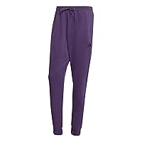 adidas Uomo Essentials FEELCOZY Fleece Pant, Aurora Plum/Black