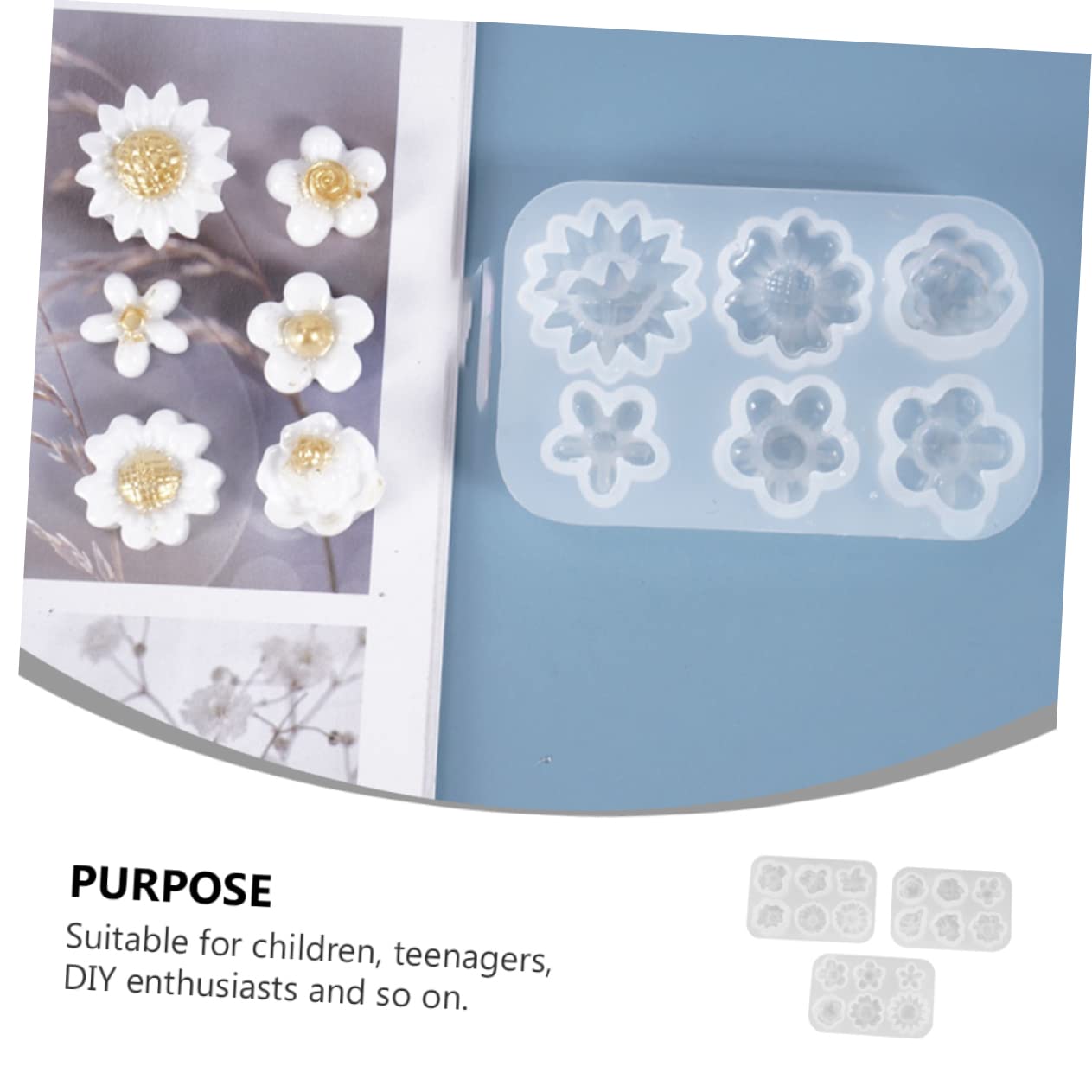 STOBOK 9piezas Moldes De Silicona Para Flores De Molde De Resina Epóxica Decoración Floral Para Fiestas y Manualidades
