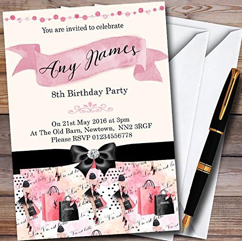 Pink Girls Fashion Show Personalized Childrens Birthday Party Invitations