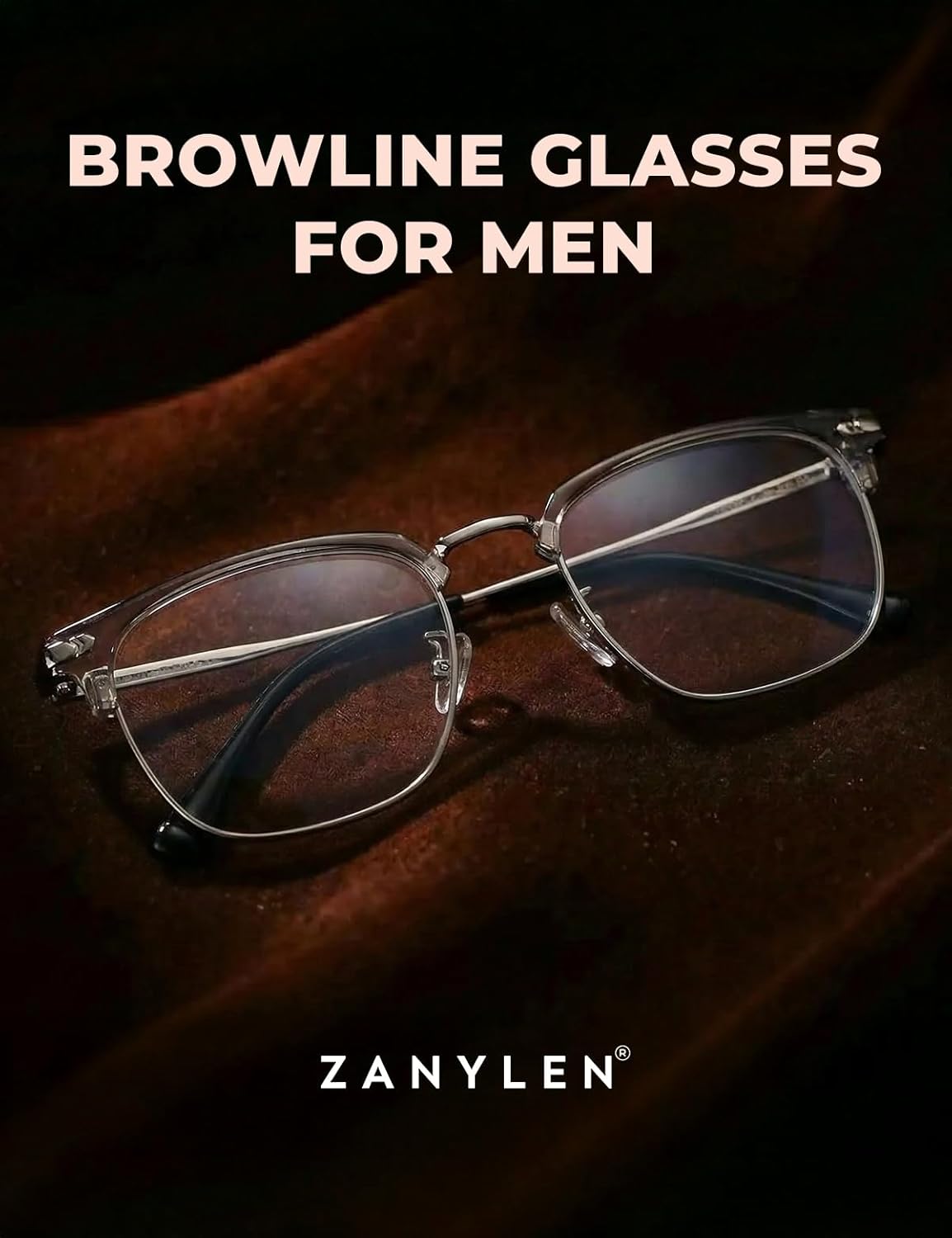 Blue Blocker Glasses for Men Metal Browline Computer Gaming Glasses Filter Blue Ray (Silver Metal/Gray Crystal TR90 Eyeglasses) - Image 3