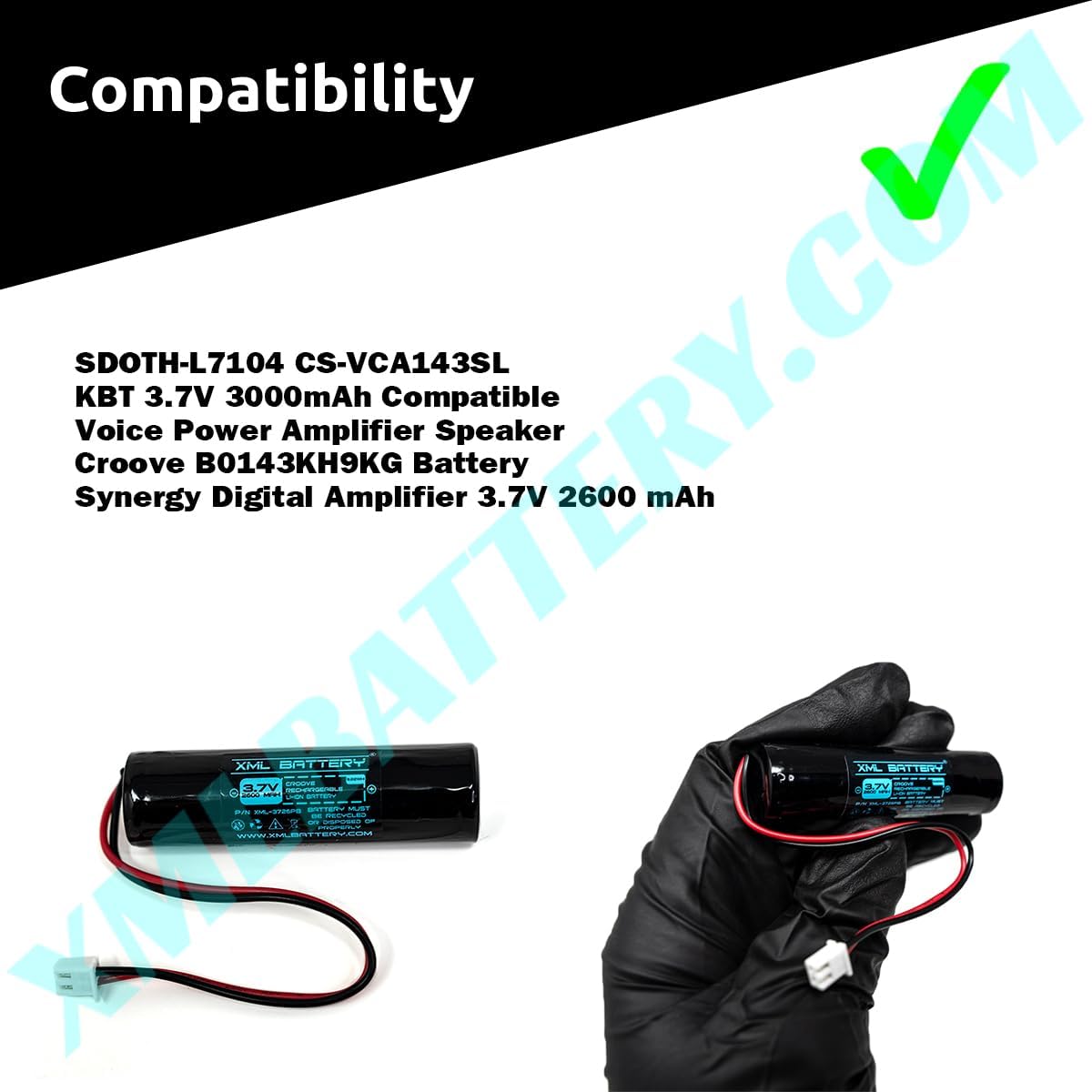 (4 Pack) 3.7v 2600mAh Synergy SDOTH-L7104 CS-VCA143SL 3000mAh Compatible Lithium-ion Battery
