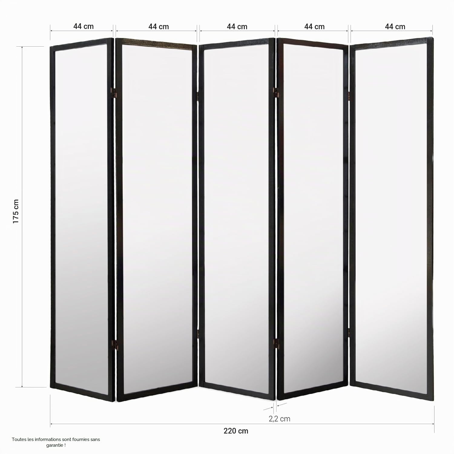 Homestyle4u 5 pan Diviseur de pièce écran Pliant - Bois partition Shoji en Papier de Riz Blanc Blanc