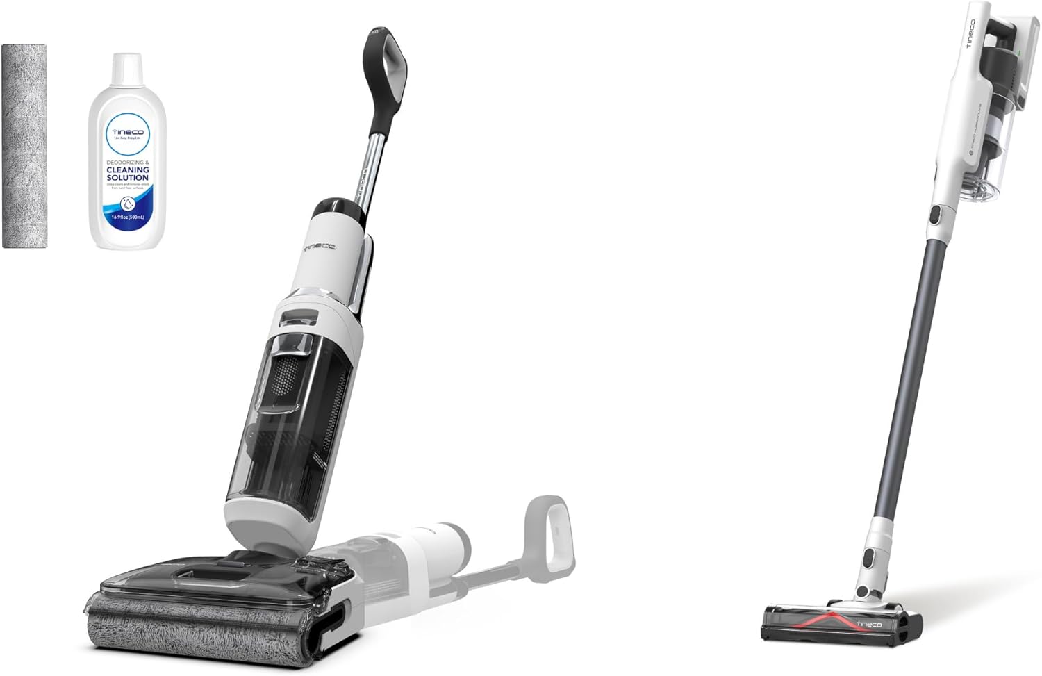 Tineco Floor ONE Stretch S6 Cordless Wet Dry Vacuum Cleaner & 30S Cordless Stick Vacuum Cleaner, 160W Suction, 60Min Runtime, 1L Larger Dustbin, ZeroTangle Brush, PureCyclone Tech, LED Headlight, Whit