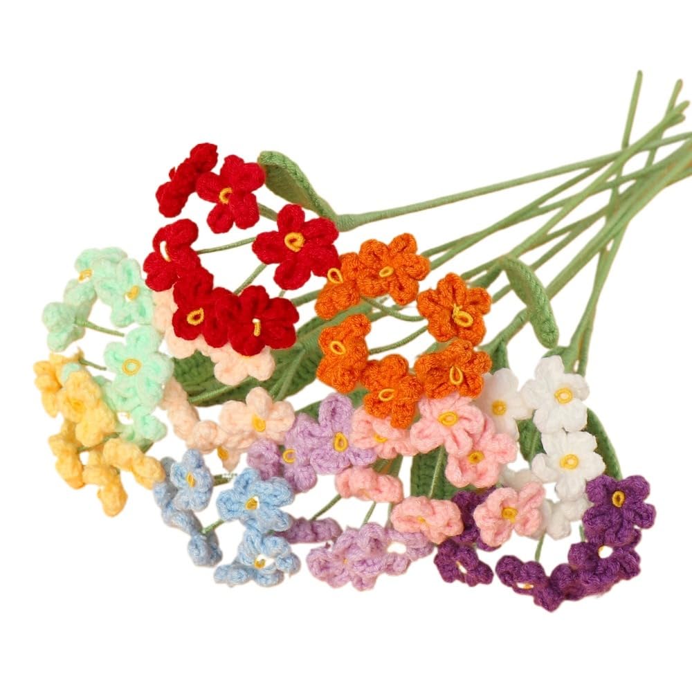 MAIKAILE Multi Color Handmade Crochet Artificial Flower Stems