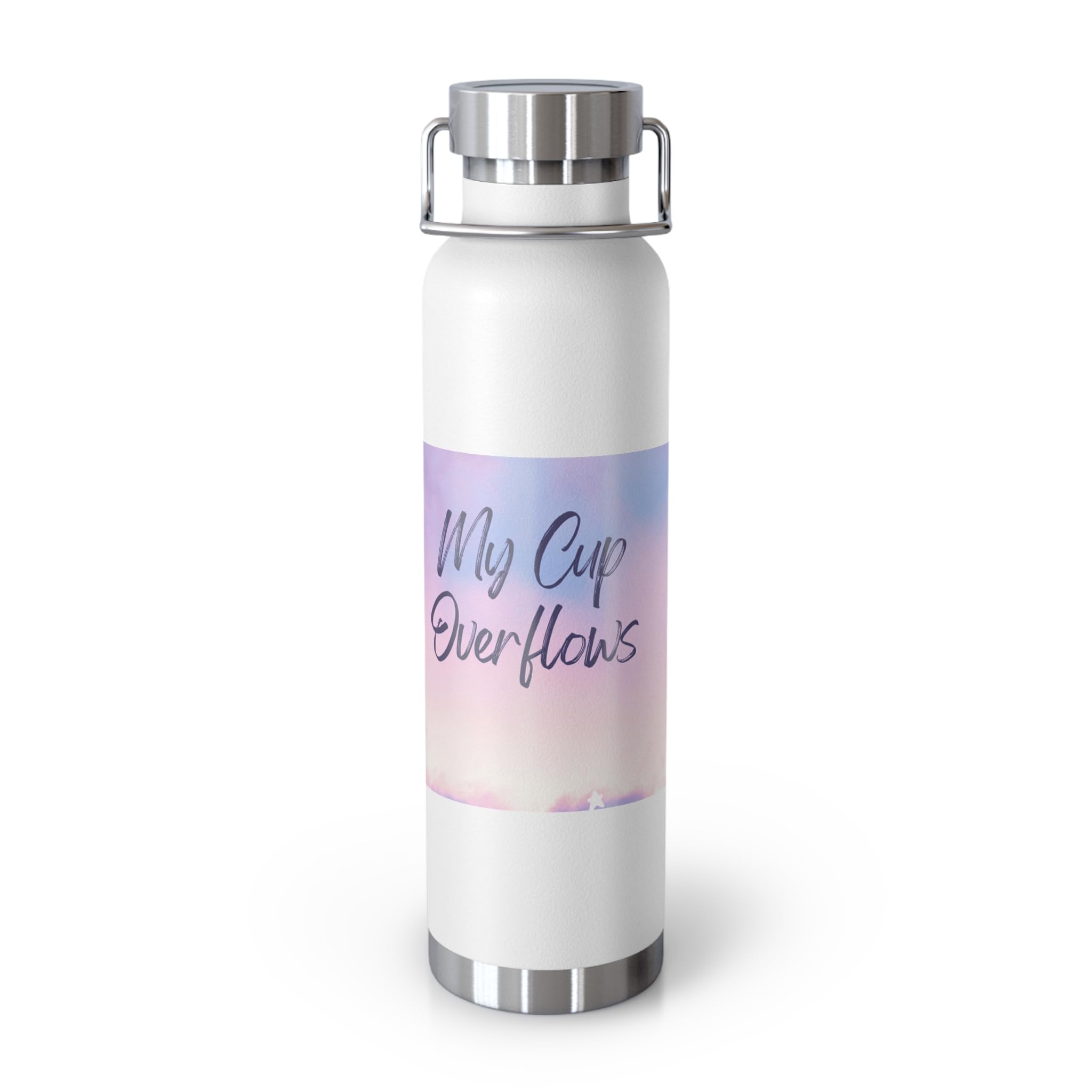 Inspirational 22oz Copper Vacuum Insulated Bottle - 'My Cup Overflows'