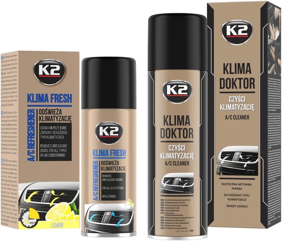 K2 Kit Limpiador Aire Acondicionado Higienizante A/C - Limpieza y Desinfeccion Eliminador Olores - Limpia y Refresca - Antibacteriana Aroma Limon