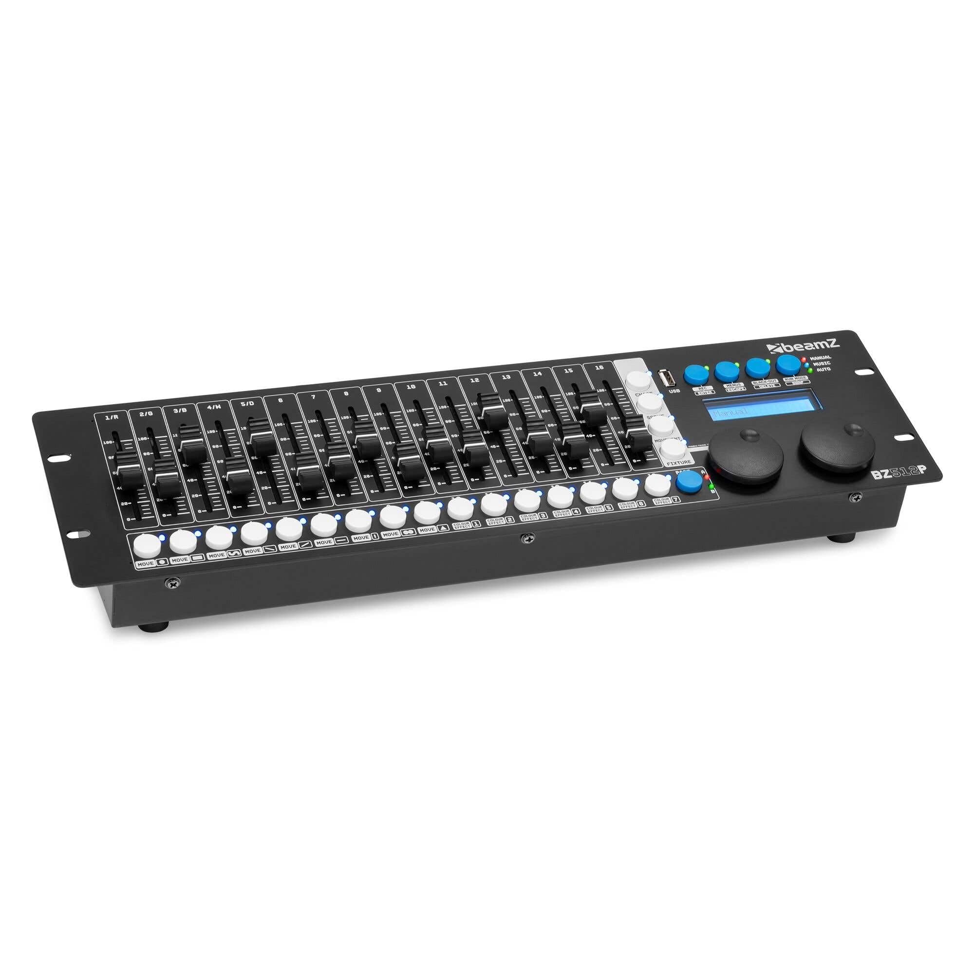 BeamZ BZ512P - Controlador DMX 512 canales para hasta 28 dispositivos, 19"