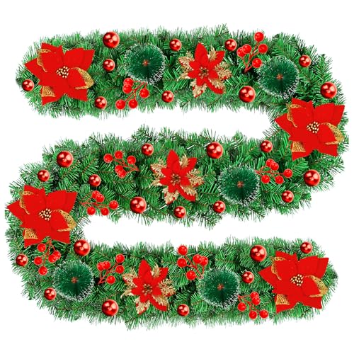 TAVADA Weihnachtsgirlande mit Beleuchtung,Weihnachtsgirlande...