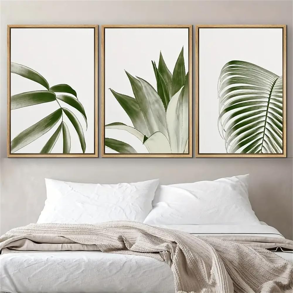 WBYZAC Art Prints-Canvas Print Wall Art Set, Jungle Leaf Succulent Nature Plants Illustrations, Modern Art Scenic Paintings for Living Room, Bedroom, Office, Home Decor-50 * 70cm*3PCS (No Frame)