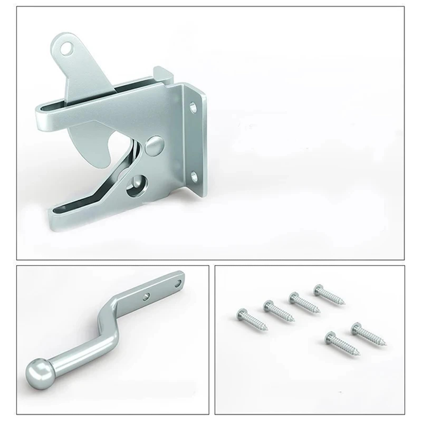 Pestillo Puerta Exterior Pestillo de puerta valla, bisagra hebilla galvanizada negra/cerradura acero al carbono(Silver,144mm)