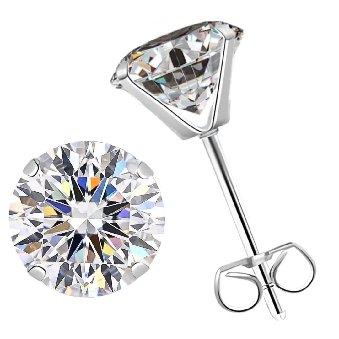 1ct 6.5mm Never-Tarnish Silver Solitaire Stud Earrings for Women Men Gift | Platinum-Polished Steel & Certified Diamond-Tier Pure Brilliance Zirconia | VVS1 D-Color Ideal-Cut | Lifetime-Replacement | 100% Buyback-for-Upgrade | Hypoallergenic | Forever Durability |-picture-13