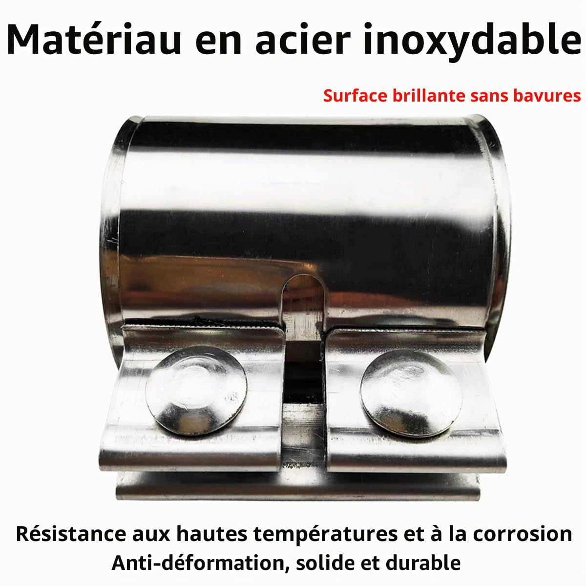 Connecteur de Tuyau Collier D'échappement 50mm Bande Tuyau D'échappement Acier Inoxydable Collier de Serrage Double D'échappement Manchon Raccord Longueur 87mm