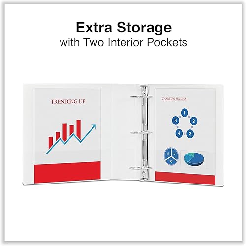 Miniatura 5 de Economy - Carpeta de vinilo con anilla en D, capacidad de 2 pulgadas, color blanco